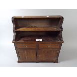 A Miniature Oak Dresser with Two Drawers