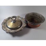 A Large Silver Plated Lidded Bowl and A