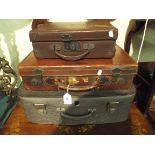 A Collection of Three Vintage Suitcases