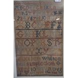 A Framed Sampler by Elizabeth Whilton, H