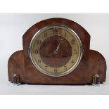 An Art Deco Walnut Mantle Clock