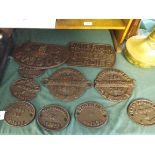 A Collection of Ten Cast Iron Railway Plates to Include Cambrian Wagon Works Ltd, LMS, LNER Etc,