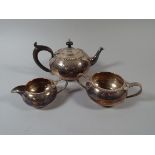 A Three Piece Silver Plated Tea Service.