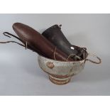 A Galvanized Sieve, Gaiters Etc.