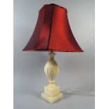 A Vase Shaped Alabaster Table Lamp.