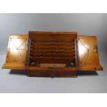 An Edwardian Oak Desk Top Stationery Box  with Two Ink Wells and Base Drawer