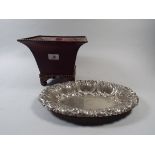 A Planter and a Silver Plated Oval Bowl
