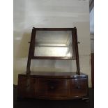 A 19th Century Inlaid Swing Toilet Mirror with Bow Fronted Plinth Base Having Single Drawer