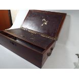 A Late Victorian Brass Mounted Mahogany Writing Slope for Restoration with Side Drawer and Drop