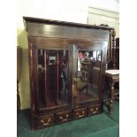 A 19th Century Oak Glazed Cabinet with Four Base Drawers