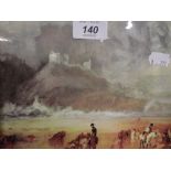 A Coalport Framed Plaque 'Views of England and Wales, Criccieth Castle'.