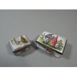 Two Continental Hand Painted Enamel Boxes Depicting Flowers and Twigs,