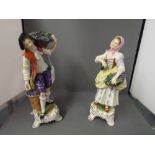 Two German Ceramic Figures of Victorian Peasants Harvesting Grapes.