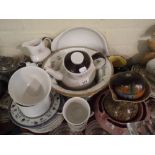 A Tray Containing Various China to Include Royal Doulton Morning Star Cups and Tea Pot Etc.