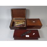 Two Victorian Ladies Rosewood Boxes, One Containing Pens, and One Glove Box.