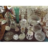 A Tray Containing Various Glass Wares to Include Italian Glass Model of A Clown, Rose Bowls Etc.