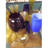 A Collection of Vintage Coloured Glass Vases.