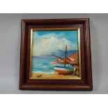 A Small Framed Oil of Continental Coastal View.