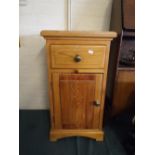 A Pine Bedside Cabinet with Drawer and Cupboard Under.