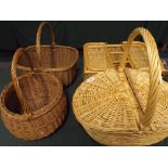 Two Wicker Picnic Baskets and Two Wicker Baskets.