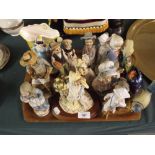 A Tray Containing Various Figural Ornaments.