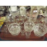 A Tray Containing Various Glass Wares Decanter Babycham Glass Etc.