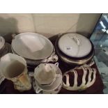 A Tray of Mainly Royal Doulton China to Include Tureen, Toast Rack, Leeds Sprays, Tea Wares Etc.