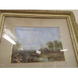 A Framed Oil Depicting River Scene in Autumn.