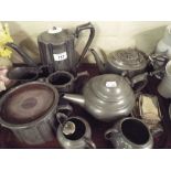 A Tray Containing Various Metal Wear to Include Pewter and Silver Plate Tea Pots Etc.