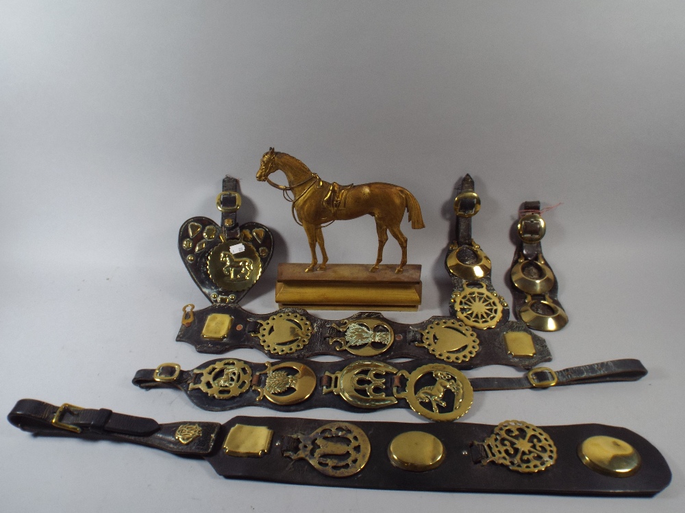 A Collection of Six Martingales with Horse Brasses and One Gilt Metal, Probably French,