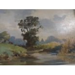 An Oil Painting of a Stream in a Summer Meadow.