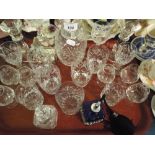 A Tray Containing Cut Glass Sherries Tumblers and A Water Decanter.