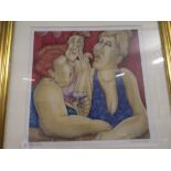 A Gilt Framed Limited Edition J Somerville Print 97/850 Depicting Caricature of Ladies Drinking and
