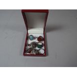 A Collection of English and Mexican Hall Marked Silver and Stone Rings.