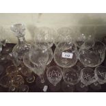 A Tray Containing Cut Glass Decanter Sherries Brandies Etc.