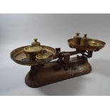 A Pair of Shop Pan Scales with Weights. To Weigh 2 Kg.