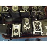 A Collection of Early to Mid 20th Century Cameras to Include Kodak Duaflex 2 Camera, Lubitel 2 Etc.