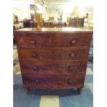 A Flame Mahogany Bow Fronted Chest of Two Short and Three Long Drawers.