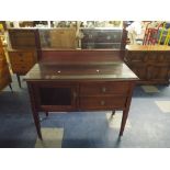 A Wooden Dressing Table or Sideboard with Two Drawers and Cupboard to Base Raised Gallery Back with