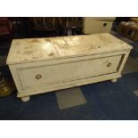 A White Painted Pine Wardrobe Base with One Long Drawer.