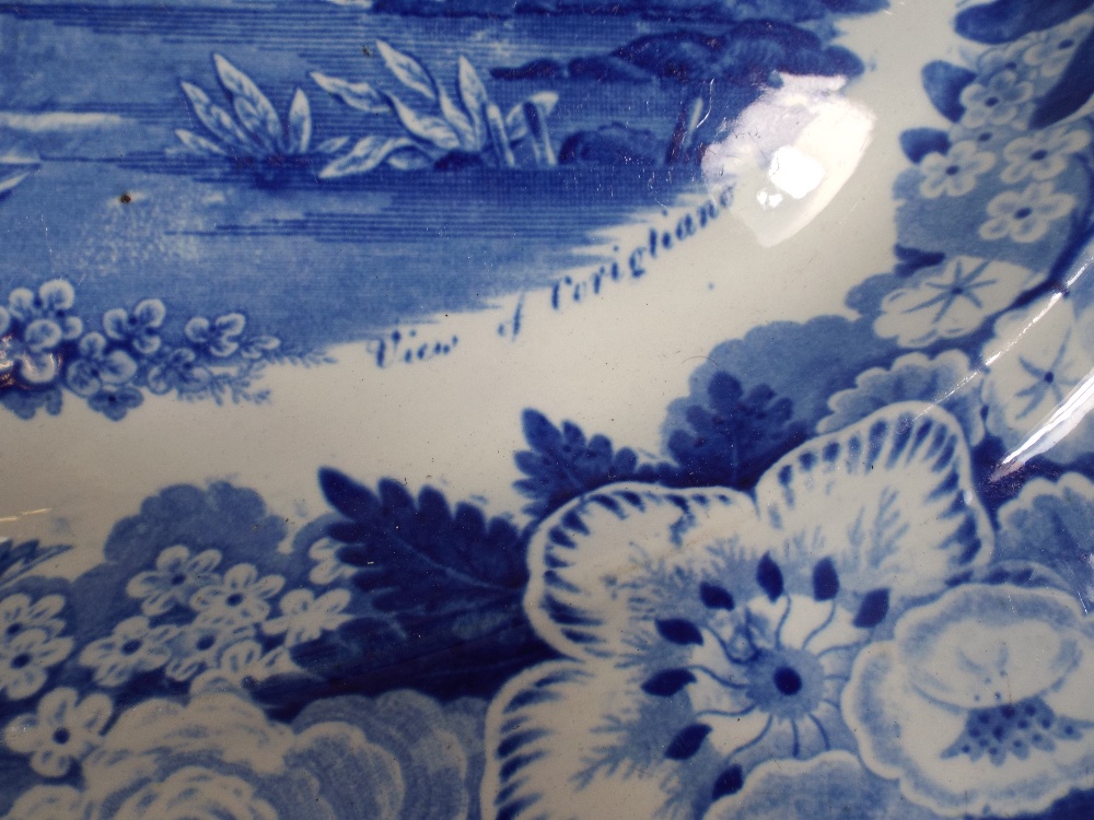 A 19th Century Transfer Printed Blue and White Meat Plate 'View of Corigliano' Impressed Marks - Image 2 of 2
