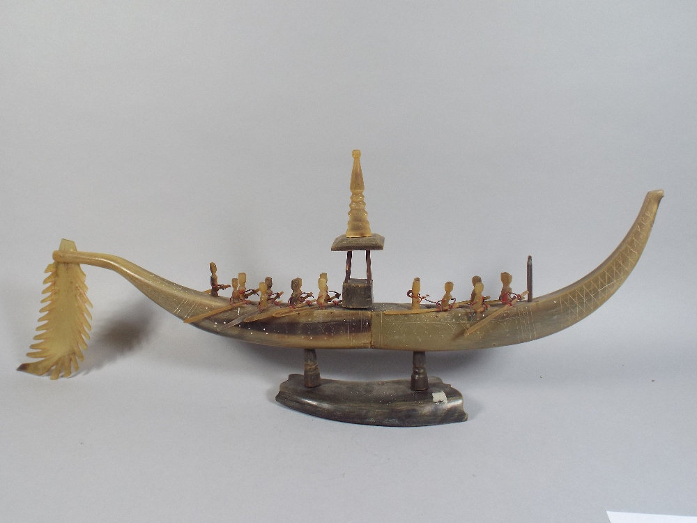 A Large Model of A Ship Crudely Crafted from Horn and Wire. 70cm Long, 28cm High.