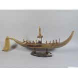 A Large Model of A Ship Crudely Crafted from Horn and Wire. 70cm Long, 28cm High.