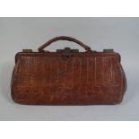 A 19th Century Leather Gladstone Bag. 38cm Long 17cm Tall.
