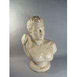 A Neo-Classical Plaster Cast Bust of a Greek Hero Moulded on an Integrated Socle