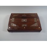 A 19th Century Mother of Pearl Inlaid Writing Slope with Fitted End Section. 35x24x18cm.