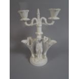 A 19th Century Copeland Cream Ware Figural Two Branch Candlesticks Printed and Impressed Marks to