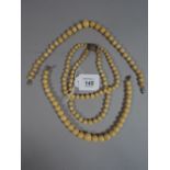 Three Art Deco Ivory Bead Necklaces.