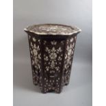 An Islamic Mother of Pearl Inlaid Octagonal Stand. 50cm High.