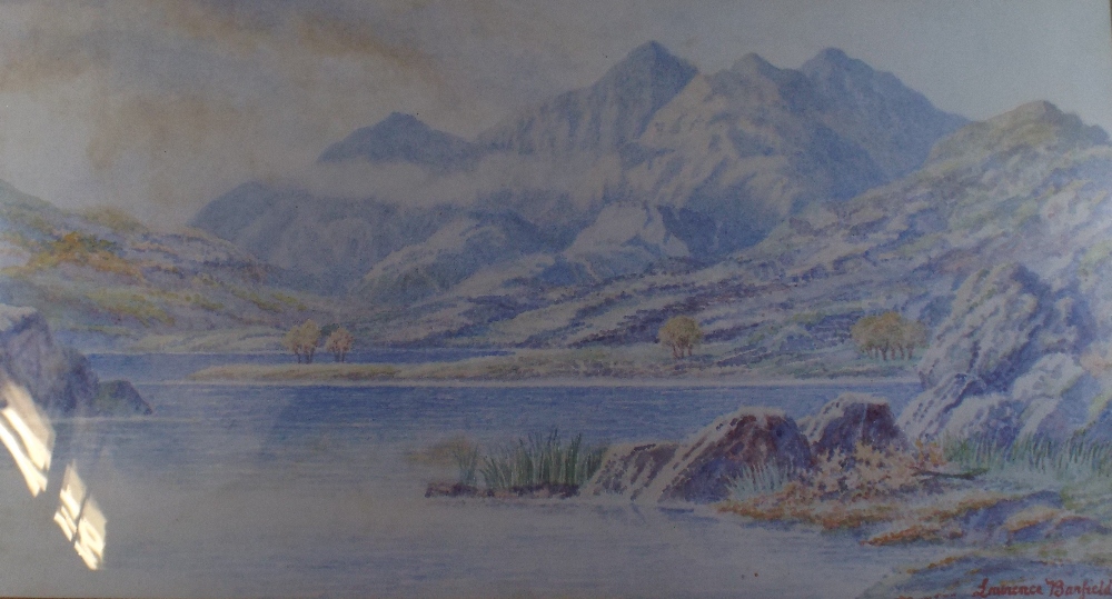 A Pair of Gilt Framed Watercolours Depicting Mountain Lakes,